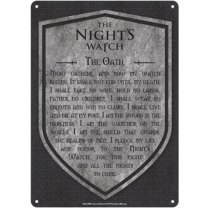 Game Of Thrones - Nights Watch Placă metalică, (15 x 21 cm)