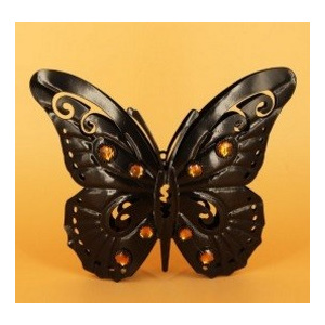 Decoratiune metalica in forma de fluture mare cu pietre