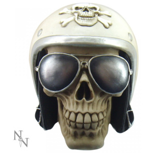 Statueta craniu motociclist Autoritate 16 cm