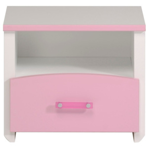 Noptieră cu sertar Parisot Amabelle, roz - alb