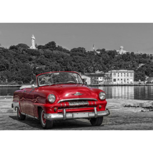 Fototapet: Cuba, Mașină de epocă roșie - 184x254 cm