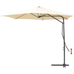 Umbrelă de soare suspendată, stâlp oțel, 300 cm, crem