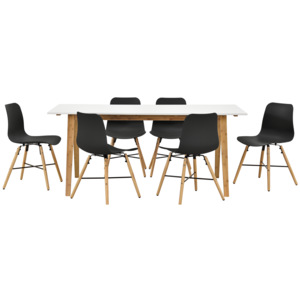 [en.casa]® Masa bucatarie bambus cu 6 scaune design - garnitura bucatarie negru