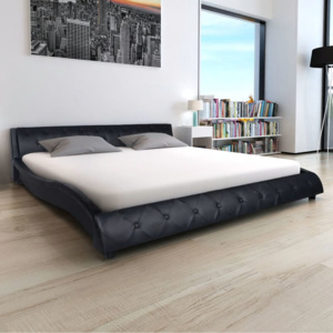 Cadru de pat din piele artificială 140 x 200 cm, negru