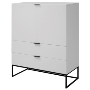Cabinet din MDF, cu 2 sertare si 2 usi "Kobe" White, l100xA45xH120 cm