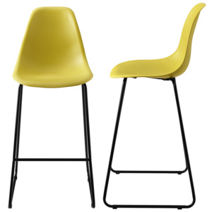 [en.casa]® Set 2 bucati scaune de bar design- 110x46,5cm - galben mustar