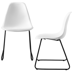 [en.casa]® Set 2 bucati scaune design - 82 x 46,5cm - cu picioare metalice - alb