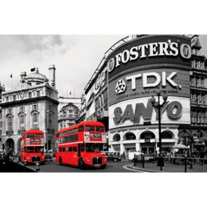 Poster - Piccadilly Circus london red buses