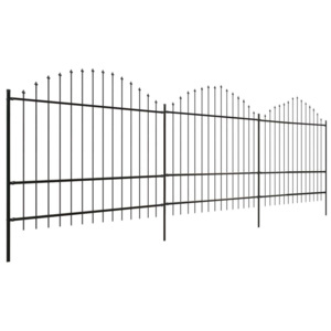Gard pentru grădină cu vârf suliță (1,75-2)x6 m Oțel, negru