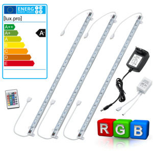[lux.pro]® linie LED aluminiu - iluminat indirect - 3 x 50cm - RGB colorat + sursa de alimentare