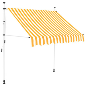 Copertină retractabilă manual, 150 cm, dungi galben și alb
