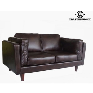 Canapea cu 2 Locuri Lemn de pin Imitație de piele Maro (165 x 92 x 80 cm) by Craftenwood
