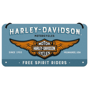 Placa metalica cu snur: Harley-Davidson (Free Spirit Riders) - 10x20 cm