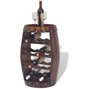 Suport sticle de vin, în formă butoi, 14 sticle, maro