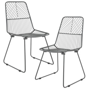 [en.casa]® Scaun metalic design "Sofia" (set doua bucati) - scaun bucatarie - gri inchis