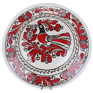 Farfurie traditionala adanca ceramica rosie de Corund 21 cm