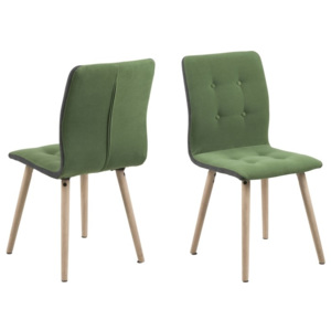 Set 2 scaune din lemn tapitate Frida Light Green