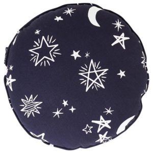 Pernă decorativă rotundă cu print lună și stele