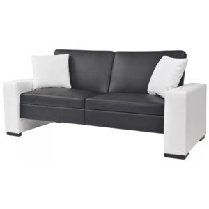 Canapea extensibilă cu brațe, PVC, negru, reglabil