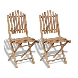 Set 2 scaune pliabile din lemn de bambbus