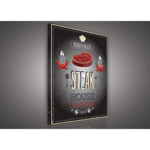 Tablou canvas: Steak house (alb-negru) - 75x100 cm
