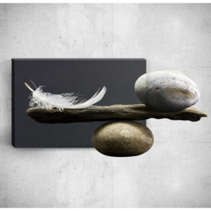 Tablou de perete 3D Mosticx Feather With Pebbles, 40 x 60 cm
