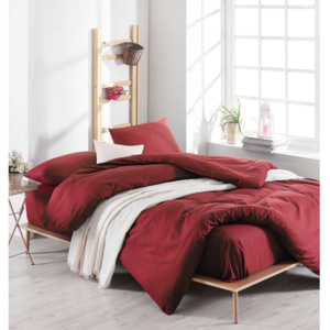 Lenjerie de pat și cearșaf din bumbac Carmen, 100 x 200 cm, roșu