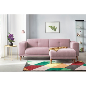 Canapea cu 3 locuri și suport pentru picioare Bobochic Luna, roz