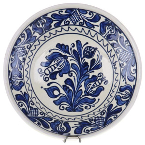 Farfurie traditionala adanca ceramica albastra de Corund 21 cm