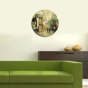Ceas decorativ de perete din lemn Home Art, 238HMA3146, 40 cm, MDF