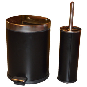 Set cos de gunoi cu suport perie WC negru