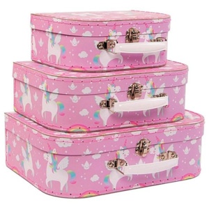 Set 3 valize pentru depozitare Rainbow Unicorn
