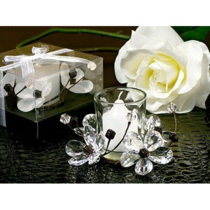 Elegant Black & Cristale albe flori Lumanarea Titular