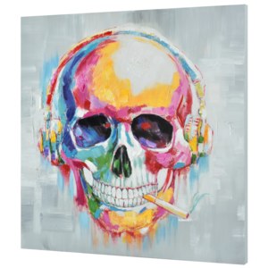 [art.work] Tablou pictat manual - cap de mort Model 28- panza in, cu rama ascunsa - 100x100x3,8cm