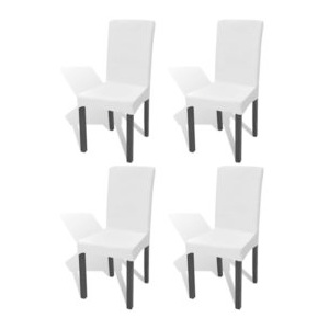 Husă elastică dreaptă pentru scaun, alb, 4 buc