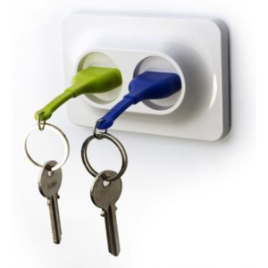 Cuier pentru chei cu breloc Qualy&CO Double Unplug, verde și albastru