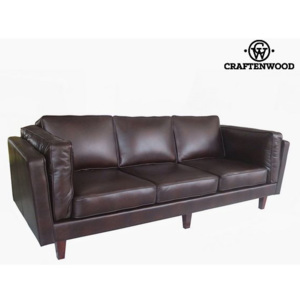 Canapea cu 3 Locuri Lemn de pin Imitație de piele Maro (228 x 92 x 80 cm) by Craftenwood