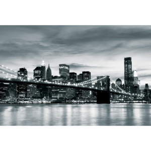 Fototapet vlies: Brooklyn Bridge (alb-negru) - 254x368 cm