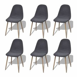 Set 6 scaune de bucătărie fără brațe, material textil, picioare fier