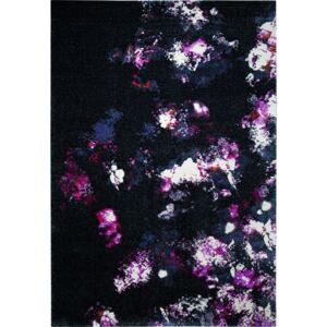 Covor Modern & Geometric Nocturnal Flowers, Negru, 160x225