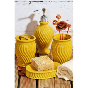 Set accesorii din ceramică pentru baie Waves, galben