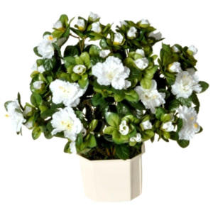Floare artificială Azalee albă, 35 cm