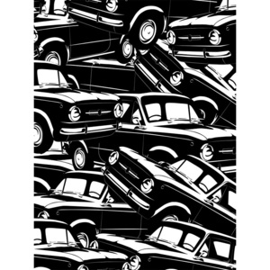 Fototapet: Mașini alb-negru (1) - 254x184 cm