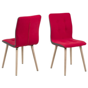 Set 2 scaune din lemn tapitate Frida Light Red