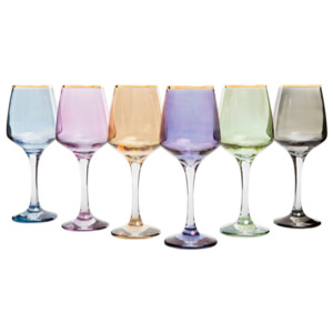 Set 6 pahare colorate pentru vin Mezzo Rainbow, 330 ml