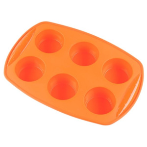 Forma din silicon pentru briose KingHoff, 6 cupe, portocaliu