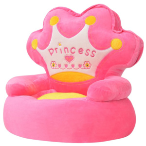 Scaun din pluș pentru copii, Princess, roz