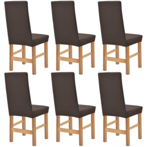 Husă elastică pentru scaun, texturată, 6 buc, maro