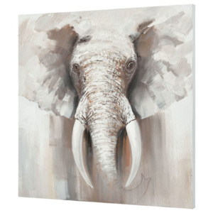 Tablou pictat manual - elefant Model 30 - panza in, cu rama ascunsa - 100x100x3,8cm