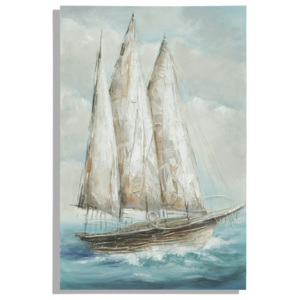 Tablou pictat manual Sailing Boat, 80x120 cm
